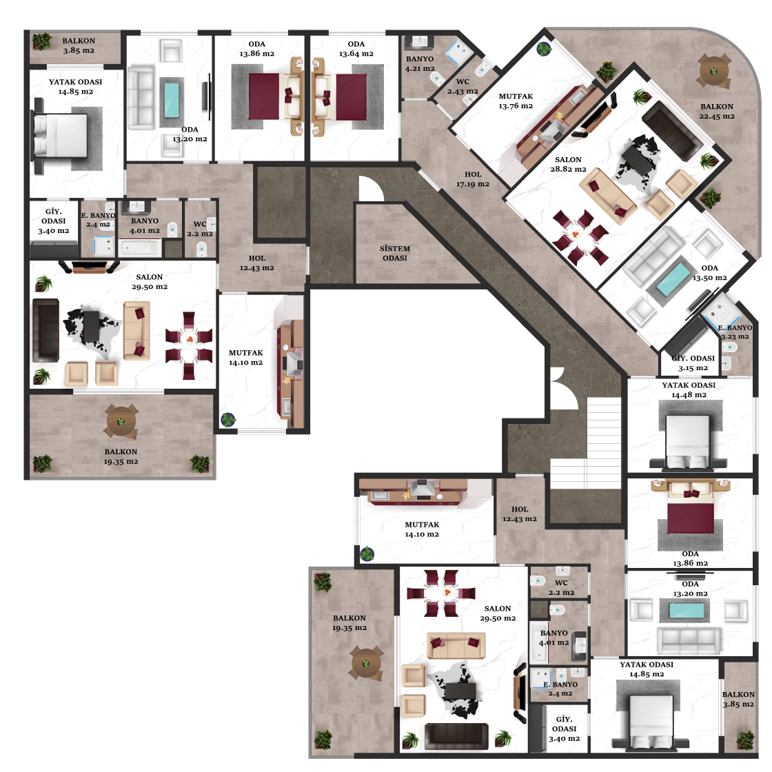 A1 / A2 / C Blok Planı